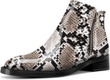 Flat Ankle Snake Boots