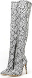 Knee High White Snake Boots